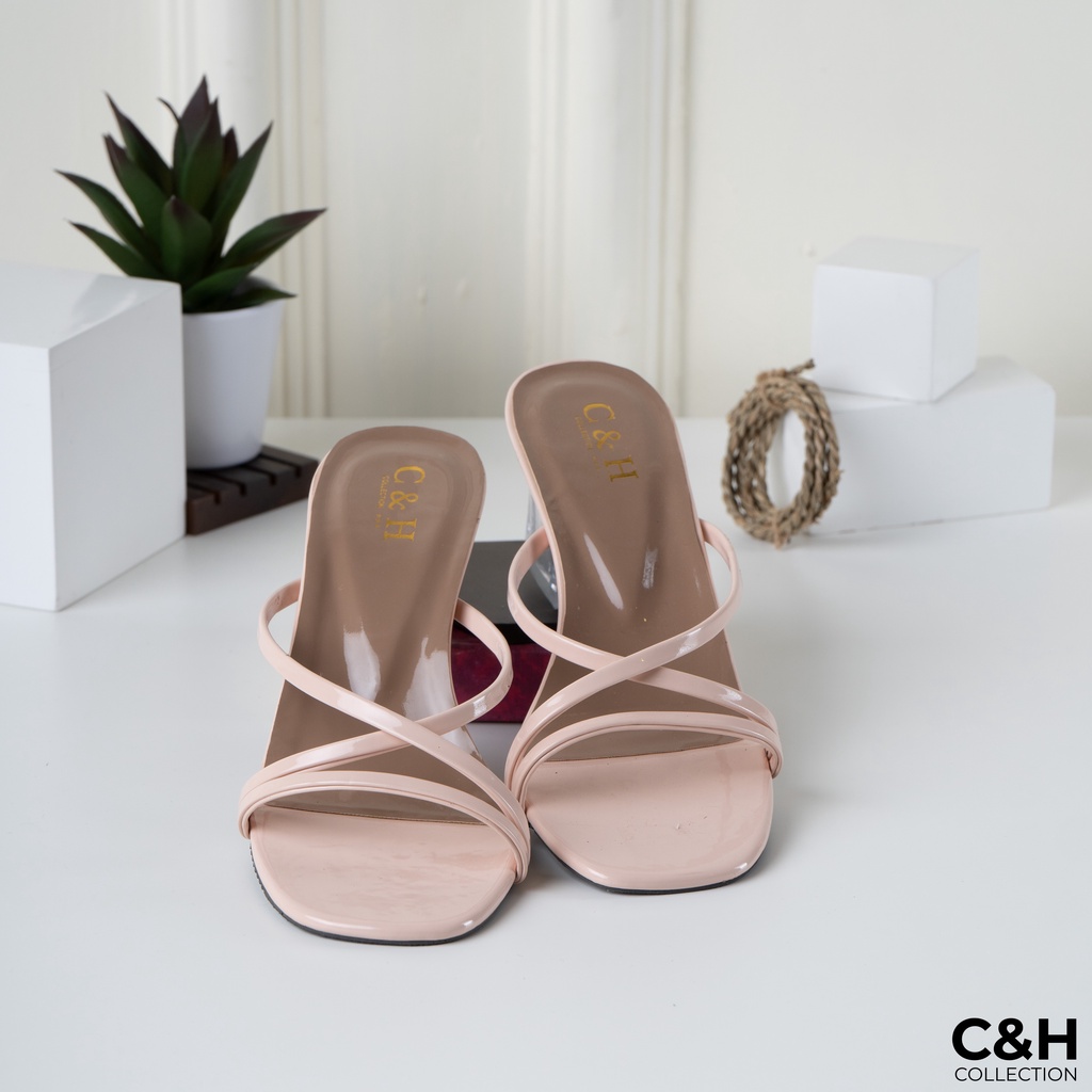 sandal heels wanita clara / hak kaca 5cm