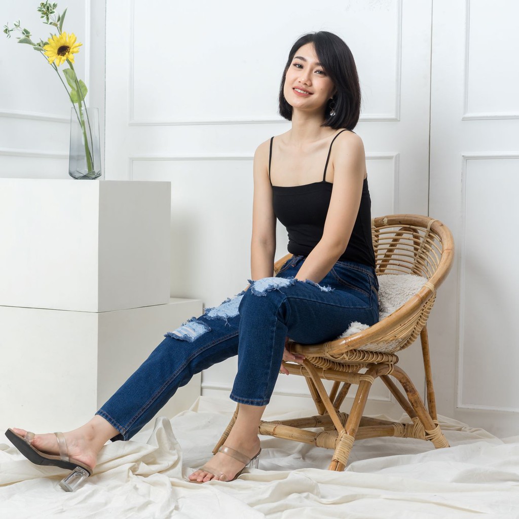 KENYAJEANS CELANA JEANS PREMIUM BOYFRIEND SOBEK BIRU DIAMOND /RIPPED JEANS /NONSTREACH JEANS/27 - 30