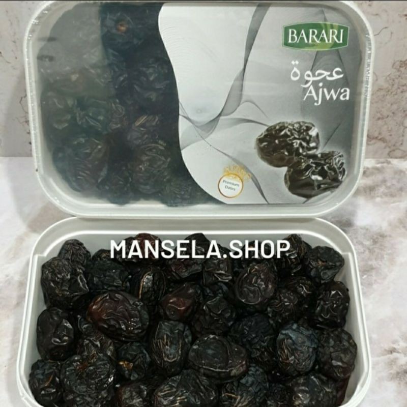 

kurma Ajwa Barari Grade A kemasan 500 gr tupperware. Stock Baru. . Produk original.