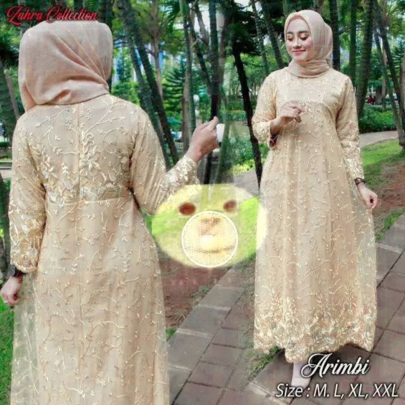 Arimbi Maxy Gamis Brukat Remaja Dress Brokat Kondangan Gaun Pesta Resepsi Pernikahan Dres Muslim Jumbo xxl Ld 120cm Remaja Muslimah Gamis Lebaran Anak Perempuan Outfit Kondangan Seragam Bridesmaid