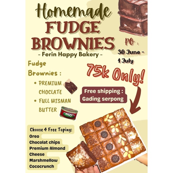 

Brownies Fudge soft free 4 topping