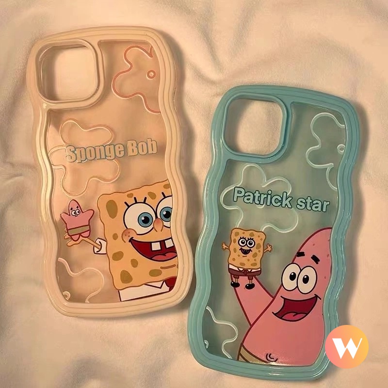 Casing Samsung A04s A32 A03 A50 A52s M12 A04 A30 A02s A21s A22 A50s A51 A13 A12 A23 A20s A20 A03s A30s A11 A52 A31 M22 Soft Tpu Kartun Lucu Patrick Star Sponge Bob Wavy Edge Cover