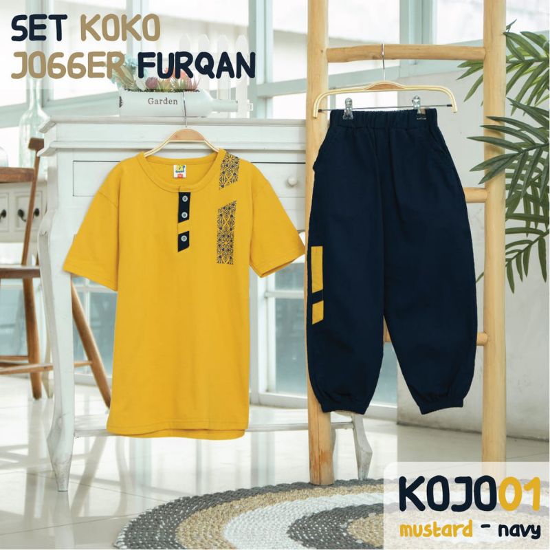 Setelan Baju Koko Celana Jogger Furqon KOJO Hoofla Kids Anak Laki