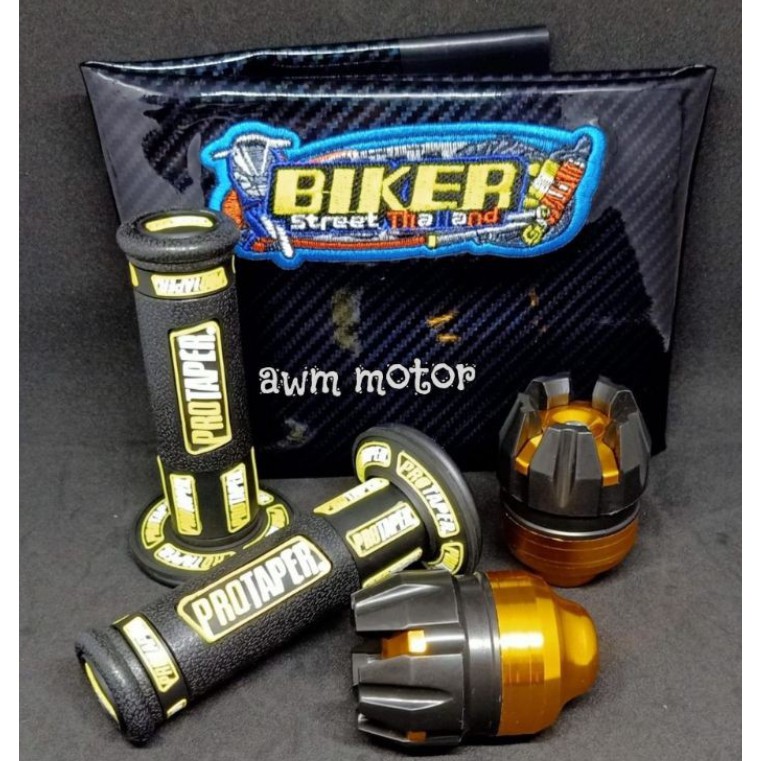 Paket Sarung Jok Kulit Jok Karbon Biker Plus Handgrip New Protaper Plus Jalu As Roda Depan Universal