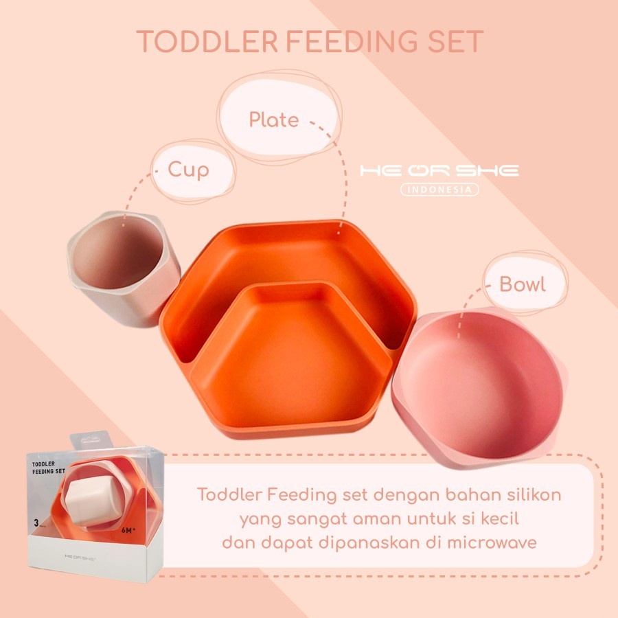 HEORSHE Toddler feeding Set Tempat Makan Anak Piring Makan Anak