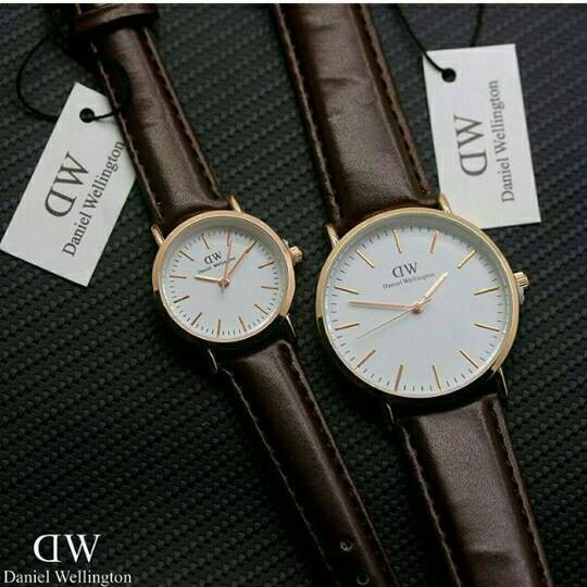 Terlaris jam tangan couple dw kulit / jtr 700 coklat