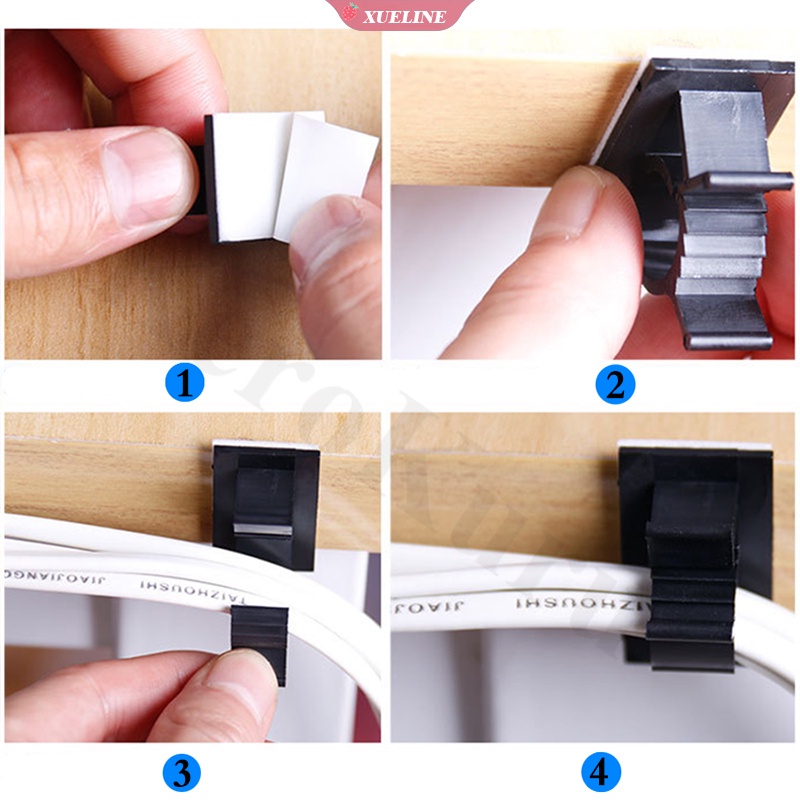 Klem Organizer Kabel Adjustable Dengan Perekat Untuk Mobil / PC / TV