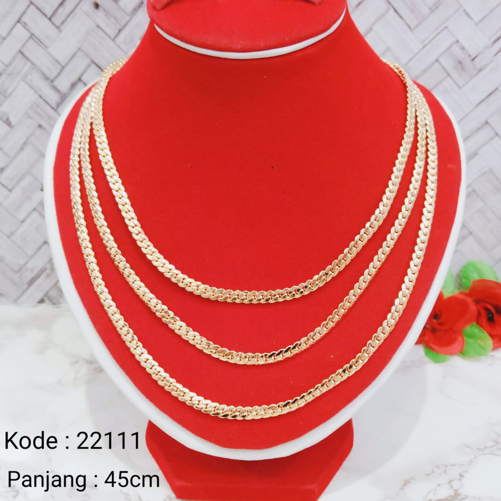 22111 Kalung Rantai Panjang 45cm Satuan Lapis Emas Kalung Sisik Naga Rose Gold Tiara Jewelry