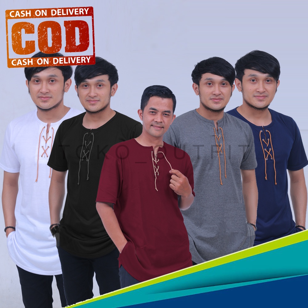 Kurta Unik Pakaian Pria Lengan Pendek Baju Kurta Pakistan Gamis Kaos Tali Pendek Gamis Koko Kurta