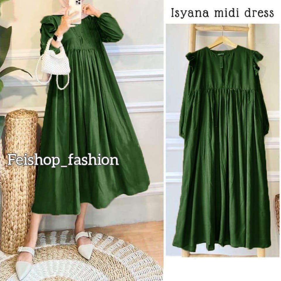 Isyana Midi Dress l Casual Dress Wanita Kekinian