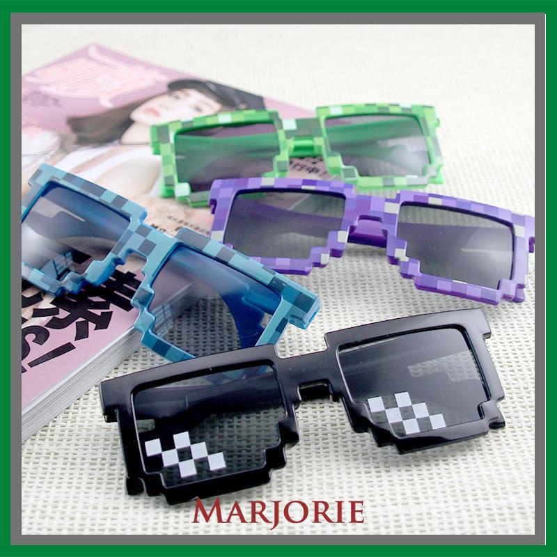 Retro Pixel Lattice Kacamata Mosaik Sunglass Kepribadian Kacamata Tren Kreatif-MJD