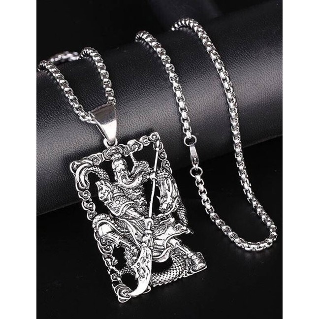 LRC Kalung Fashion Silver Metal Guan Gonglong Necklace A57445