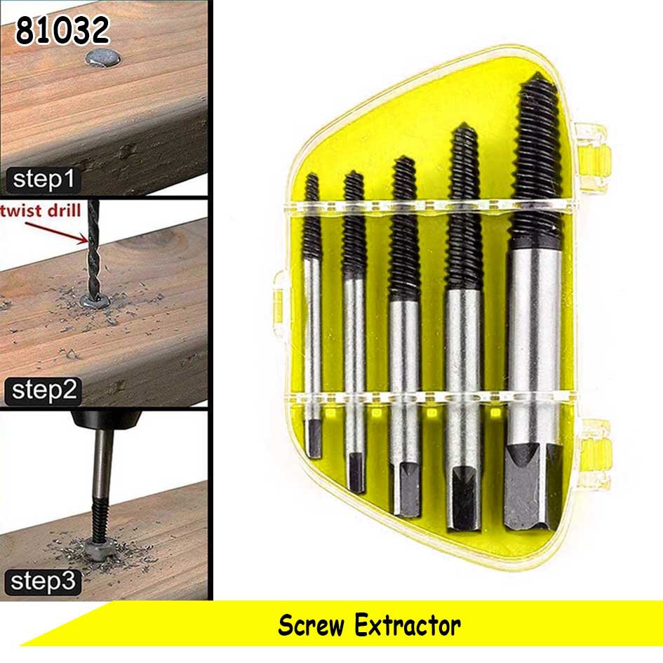 Pembuka Baut dan Mur Rusak Tab Balik Screw Extractor Set