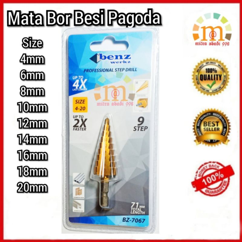 Mata Bor Besi Pagoda 4mm - 20mm / Mata Bor Piramid / Mata Bor ulir
