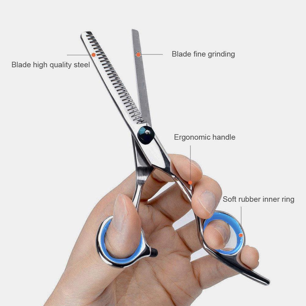 Aleekit Set Gunting Rambut + Gunting Sasak + Berbagai Sisir + Bonus Jubah Apron, Salon Profesional Set Lengkap Barber Set Komplit Barbershop Thinning Scissors Barber Hair Scissors Set Professional Hairdressing Scissors Kit Home Salon Hairdressing Hair Cut