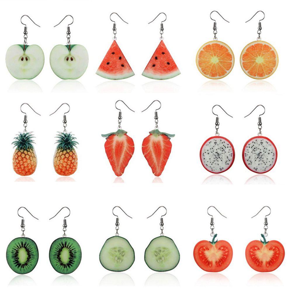 Anting Buah Nanas Perhiasan Fashion Hadiah Pesta Tomat Kiwi Orange Menjuntai