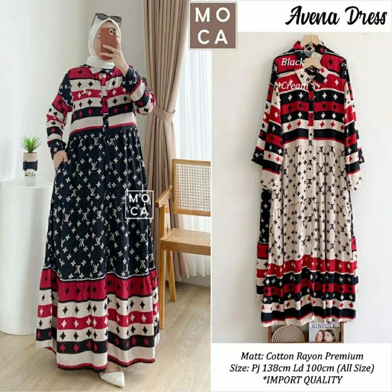 Avena Dress, GAMIS KATUN RAYON CANTIK FIT XL LD 100 BAHAN KATUN RAYON PREMIUM TERMURAH MODIS KEKINIAN OOTD