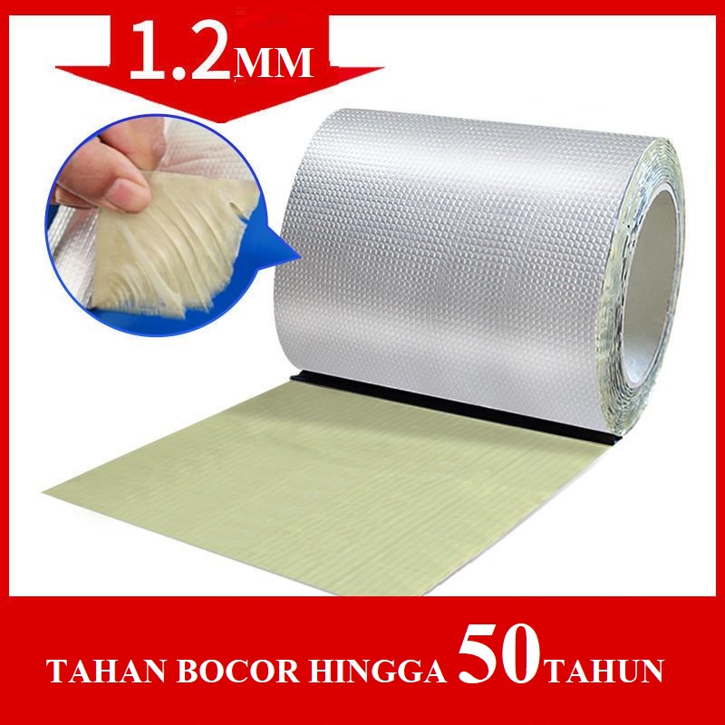 [WS] Lakban Anti Bocor Lem Anti Air Aluminium Foil Butyl Super Waterproof Tape Tambal Silver anti bocor / Aluminium Foil Tape Waterproof