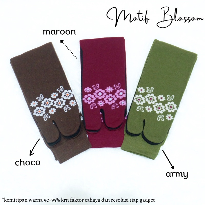 KAOS KAKI JEMPOL MUSLIMAH NILON “Motif Blossom” / KAOS KAKI NILON TAPAK HITAM