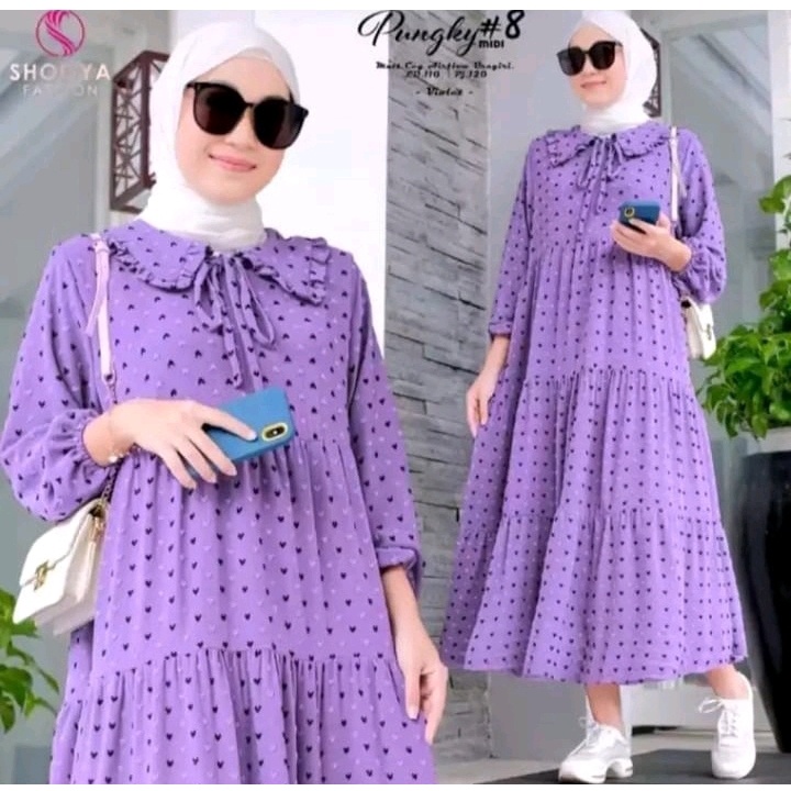 MIDI DRESS DOTTY | GAMIS WANITA | DRESS RAYON CRINKLE AIRFLOW RUBIYAH