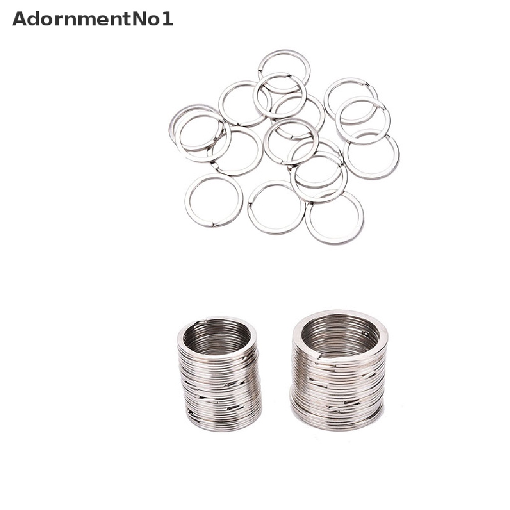 (AdornmentNo1) 100pcs / Set Gantungan Kunci Bentuk Lingkaran Bahan Stainless Steel 2 Ukuran