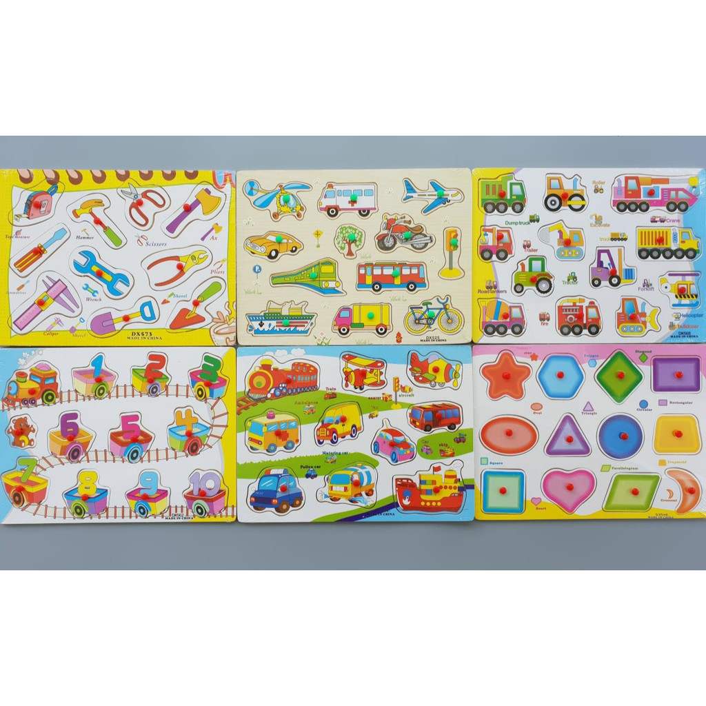 PUZZLE PUZZLE KAYU MAINAN EDUKASI ANAK PUZZLE DAN BOARD GAME PUZZLE HURUF ANGKA ABJAD 01 HEWAN KNOB