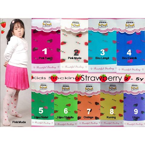 STOCKING ANAK IMPOR MOTIF STRAWBERRY 2 TAHUN - 5 TAHUN STOCKING KIDS LEGGING LEGING DDMM DDM