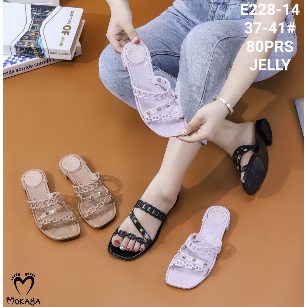 Sandal Slop Wanita Tali Rantai Z Keren Cantik Elegant Import Mokaya / Size 37-41 (E228-14/E228-65)