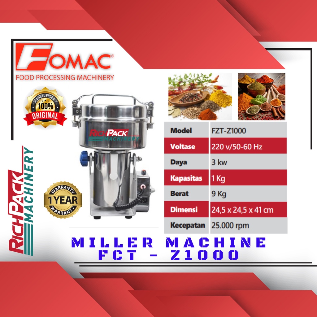 Fomac FCT-Z1000 Miller Machine Mesin Penepung Penggiling Tepung