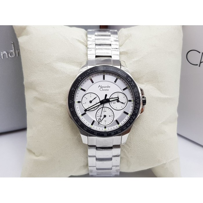 Jam Tangan Wanita Alexandre Christie AC 6352 Silver White Original