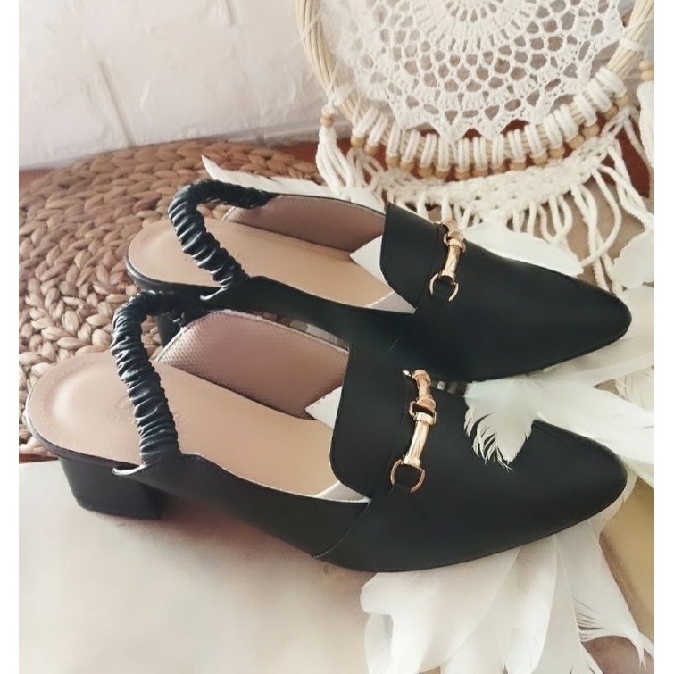 Sepatu Kantor Big Size Wanita 41-42-43-44-45 Sepatu Formal PNS Guru Size JUMBO Hitam Sepatu Cantik Bule Gemuk, 44