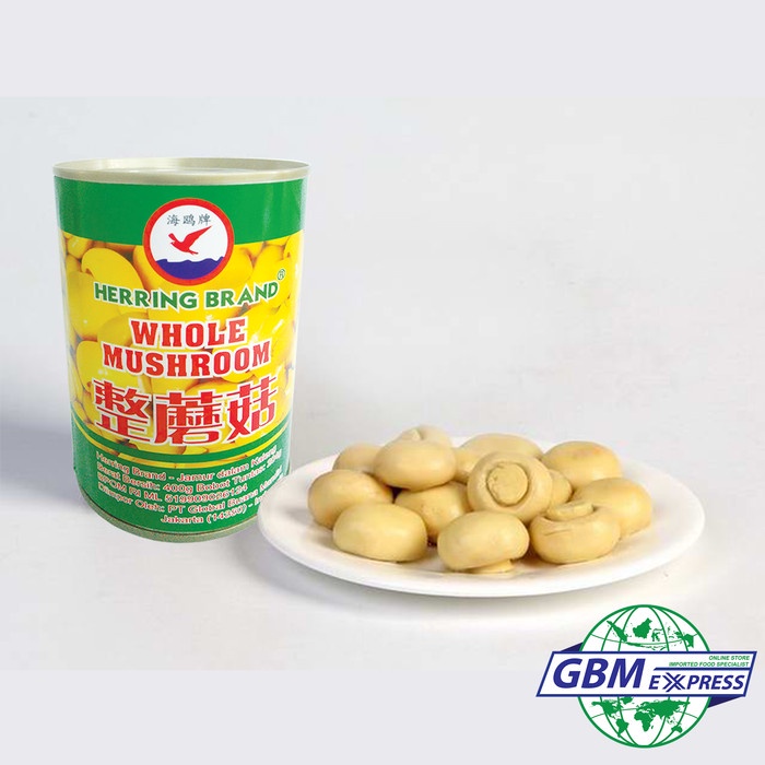 

Kalengbuah- Herring Brand Family Pack Canned Whole Mushroom 400 G - 3 Pcs -Buah-Kaleng.