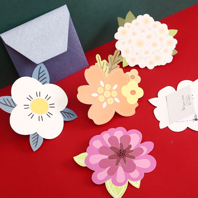 Kartu Ucapan Desain Bunga Imitasi 3D Dengan Amplop Untuk Pesta Ulang Tahun
