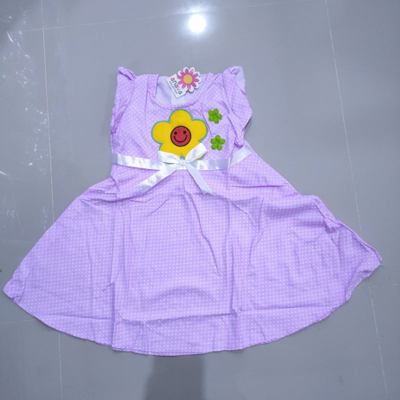 Dress anak 2 3 tahun polkadot lucu bunga ( dress polka flane )