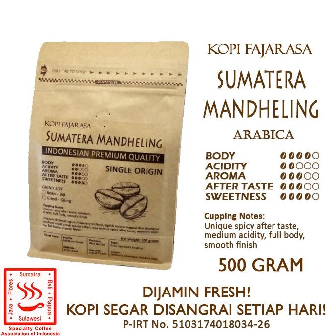 

Kopi Fajarasa Sumatera Mandheling Biji Kopi Arabica 500 gram