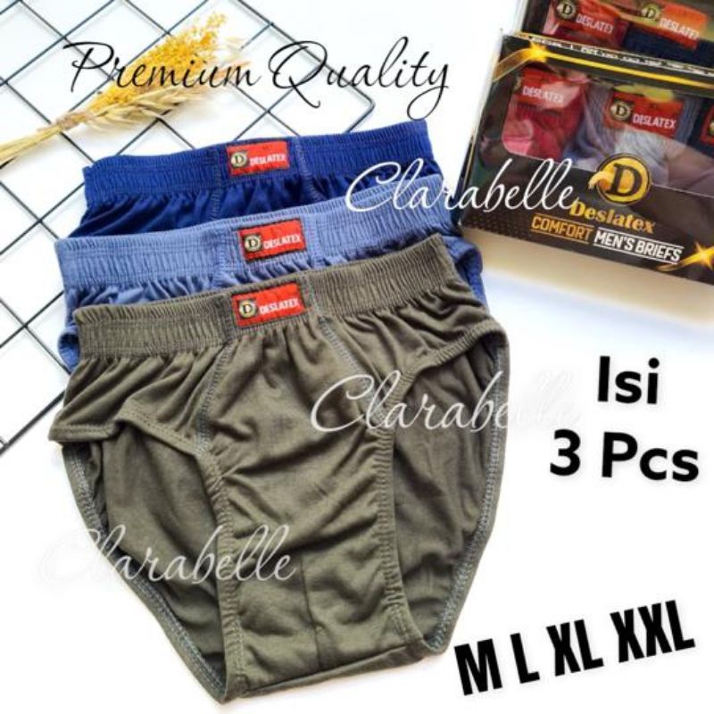 CD / Celana Dalam Pria Dewasa Deslatex Box Isi 3 Pcs