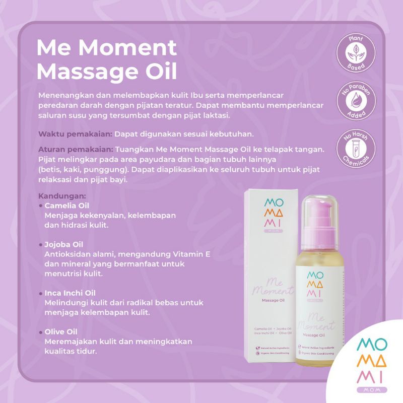 Momami mom me moment massage oil 100ml - momami massage oil | minyak perawatan kulit ibu hamil