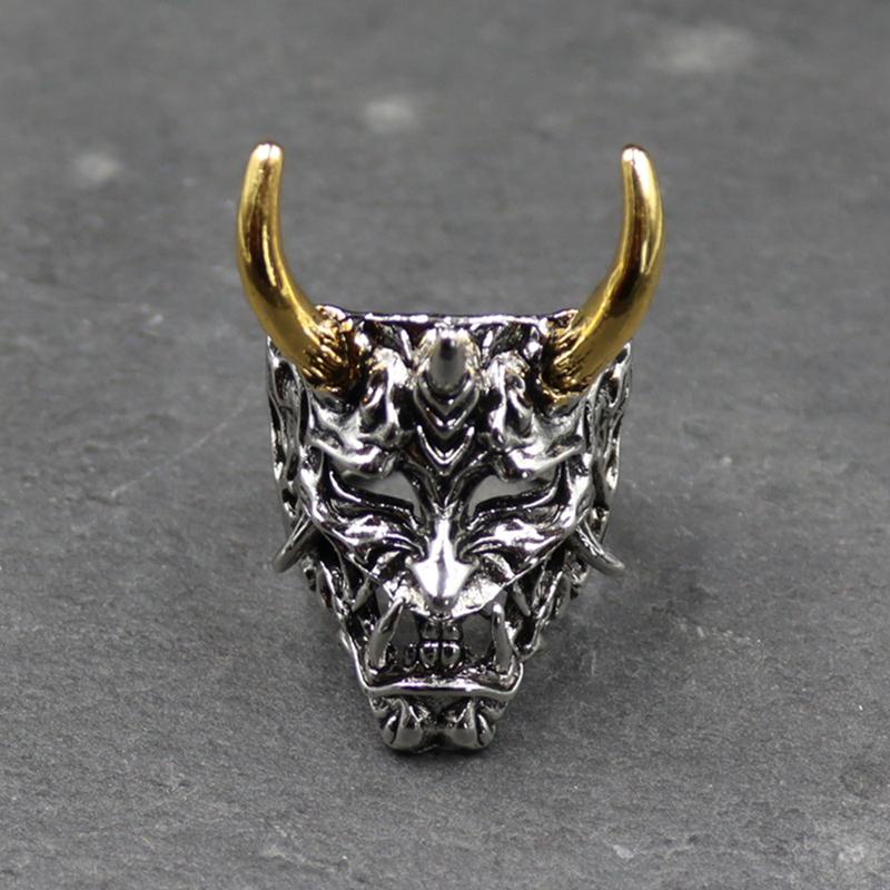 (COD) 2022 Cincin Desain Topeng Prajna Demon Gaya Punk Retro Gothic Rock Hip Hop Untuk Pria