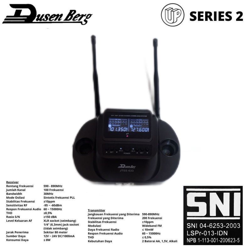 Mic Wireless Dusenberg 2 Series Bisa Di Cas 2 Microphone Wireless UHF