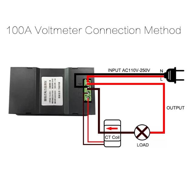 AC WATTMETER 220v 220volt 20A 100A watt meter voltmeter ammeter  kwh tegangan arus daya digital