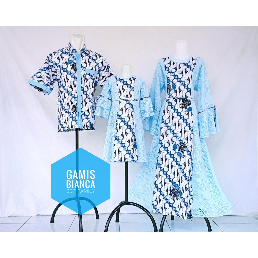 Gamis Bianca/Seragam Keluarga Couple/Seragam Sarimbit Brukat Kombi Batik Kekinian/Busana Couple Leba