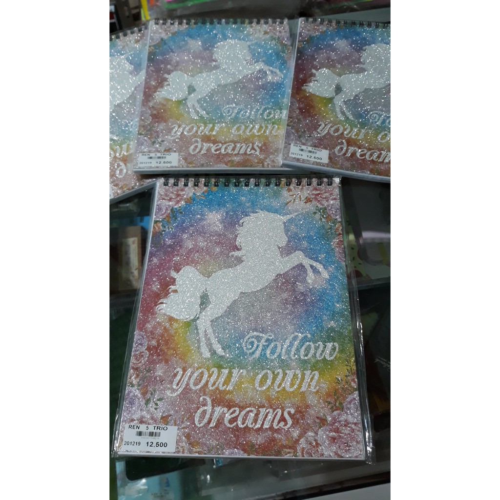 

Blinder note Spiral 14.5cm x 21cm A5 unicorn gliter/emoticon/doraemon