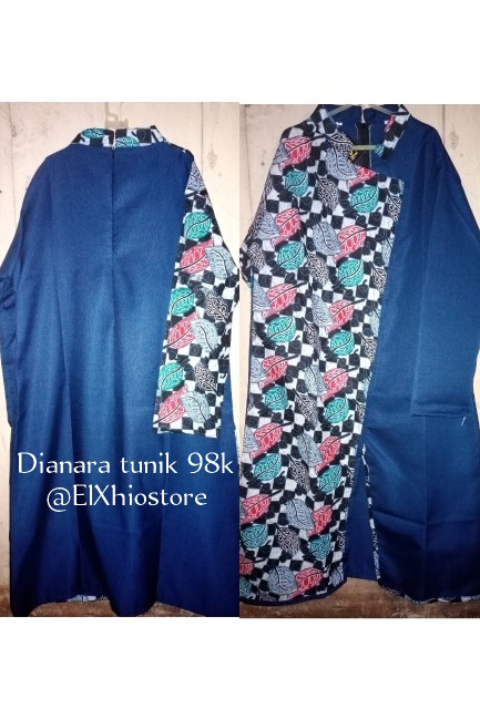 Batik Tunik Shibori Jumputan Terbaru Size S-3l / Hrb026 Yelbor Navbor / Biru Putih / Original..