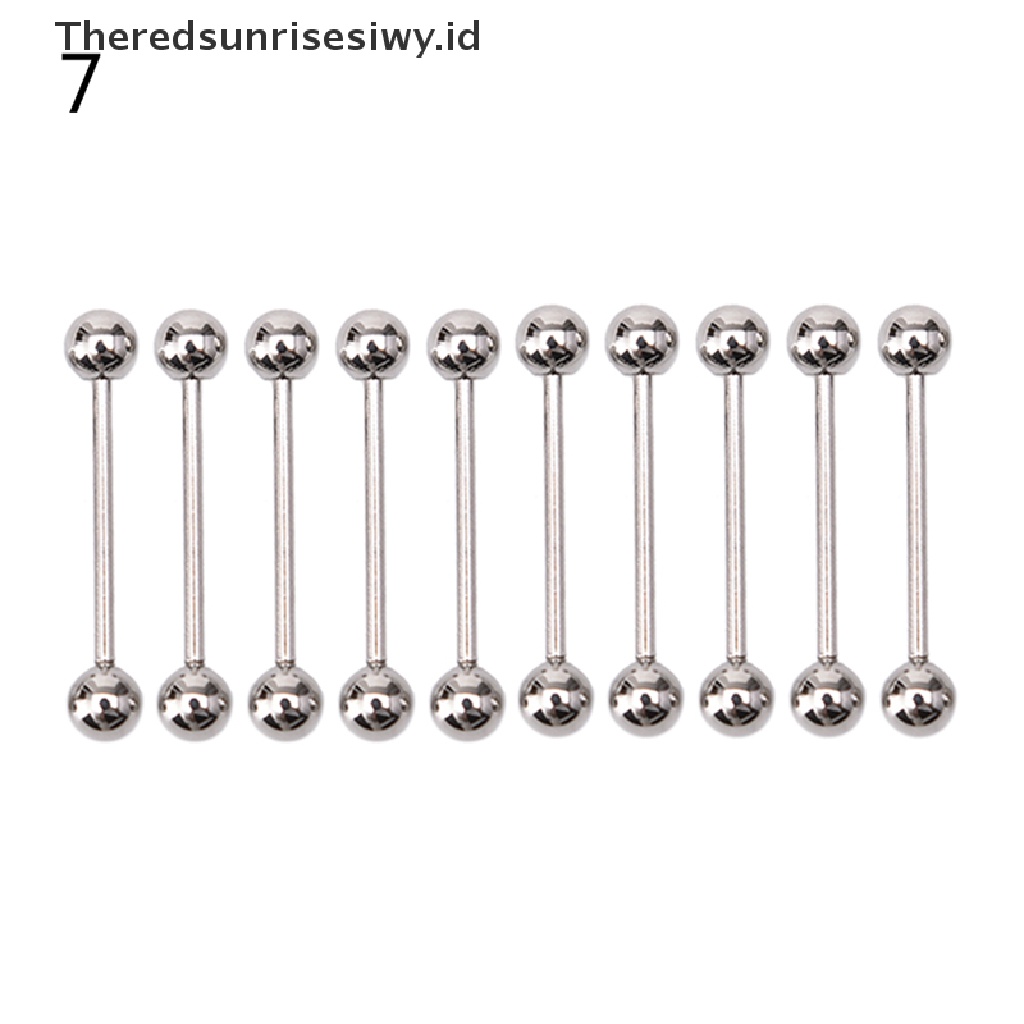 (Theredsunrisesiwy.Id) 10pcs Stainless Steel Lidah Nipple Ring Barbel Perhiasan Tindik Tubuh