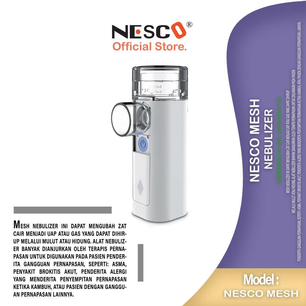 Nesco Mesh Nebulizer Feelife (Portable Type) / Alat Uap Bantu Pernafasan Asma