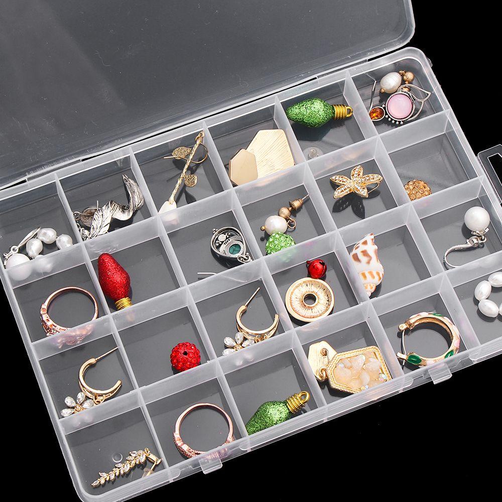 Solighter Kotak Penyimpanan Perhiasan Kompartemen Rumah Tangga 24slot Kotak Anting Nail Art