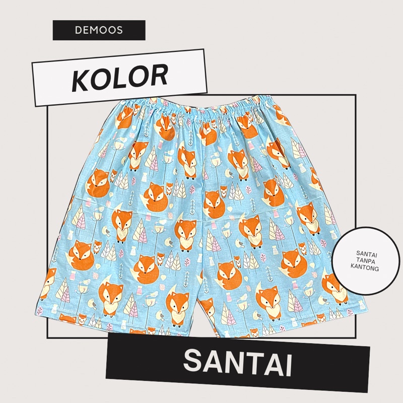 Celana kolor boxer santai unisex motif lucu dewasa dan anak