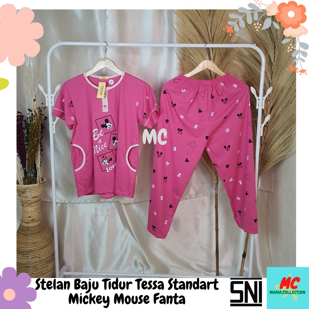 Stelan Baju Tidur Cp Tessa Standart Mickey Mouse Fanta (1 Set) Mama.Collection