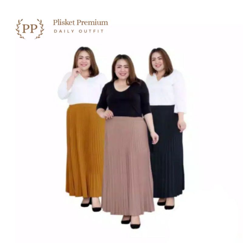 Rok Plisket Jumbo Mayung | Rok Plisket Army Hitam Putih Navy Grey Milo Maroon | Rok Plisket