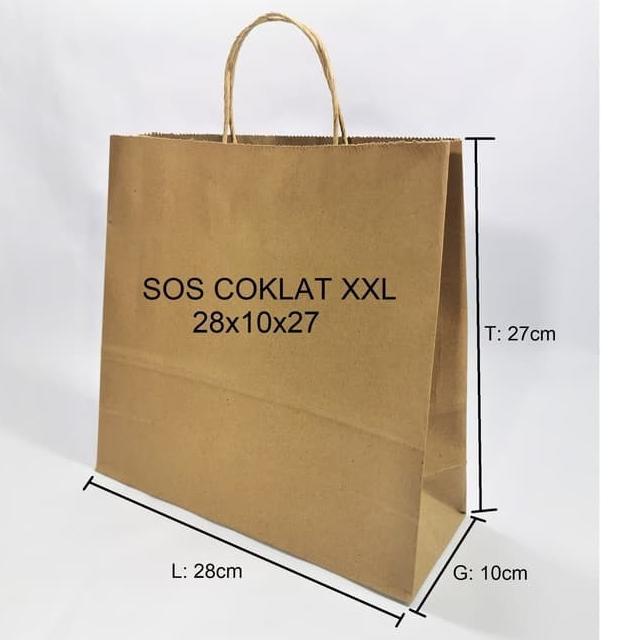 

Best - 10 Pcs Paperbag SOS XXL 28x10x27cm Coklat + Tali ダ